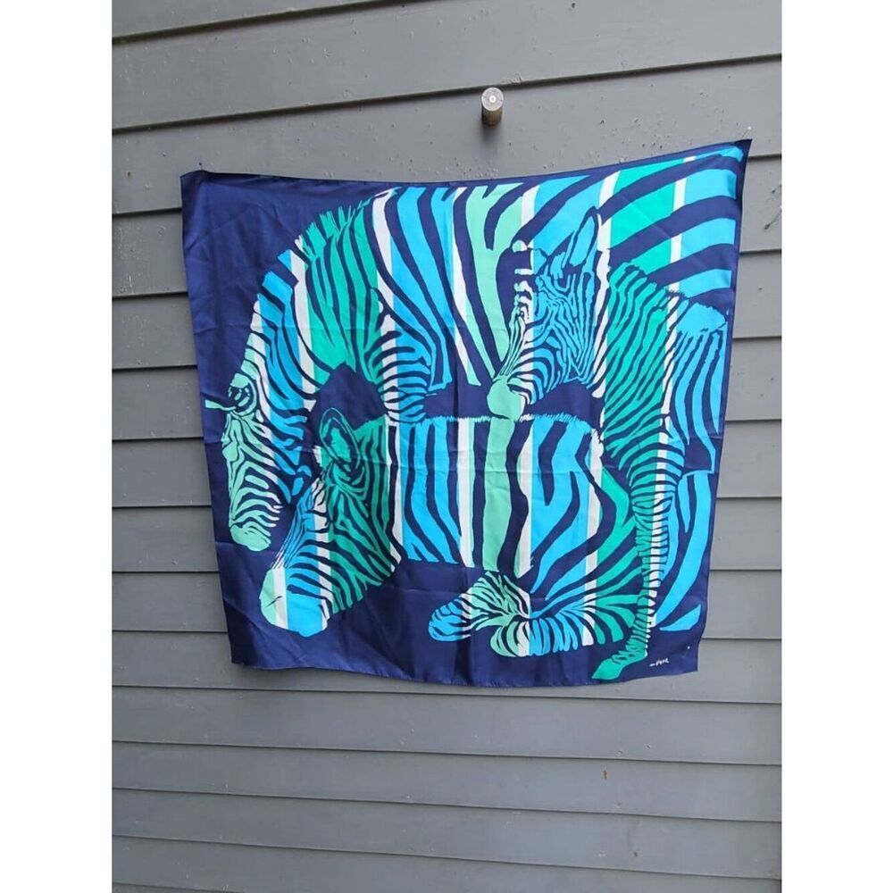 Vers Silk Blue Zebra Scarf